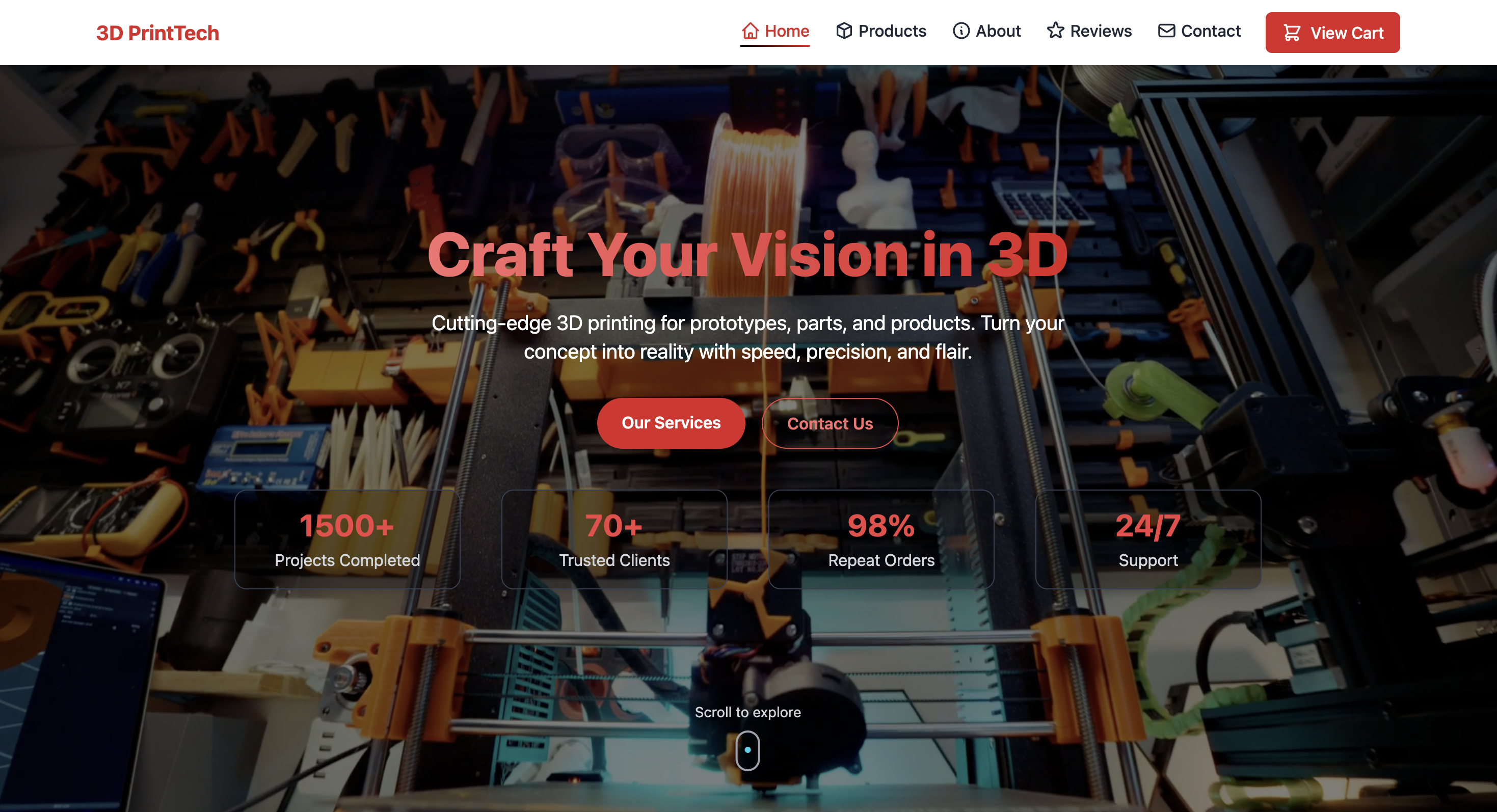 3D Printing Services E-commerce Platform with Interactive UI