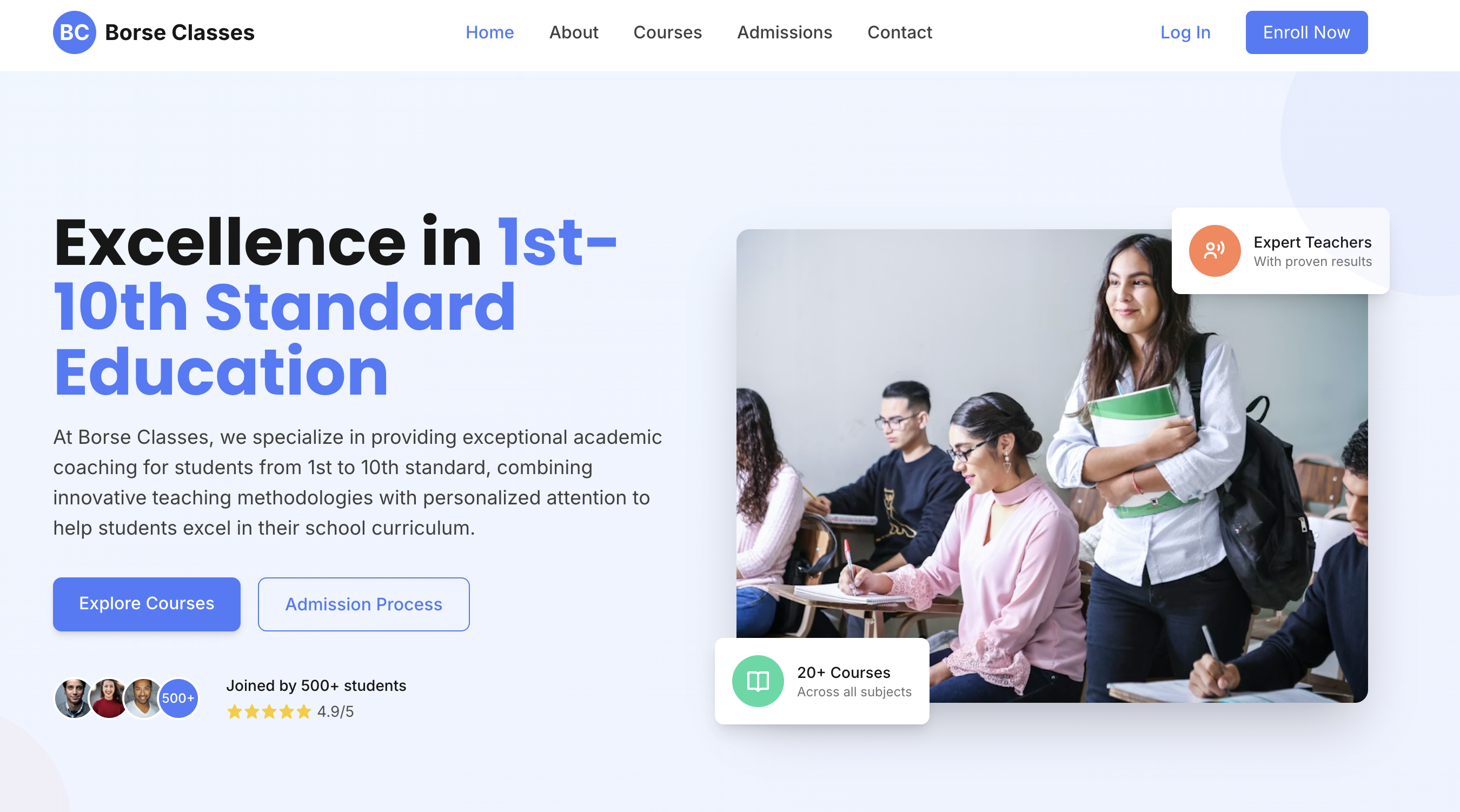 Educational Institute Website for Borse Classes