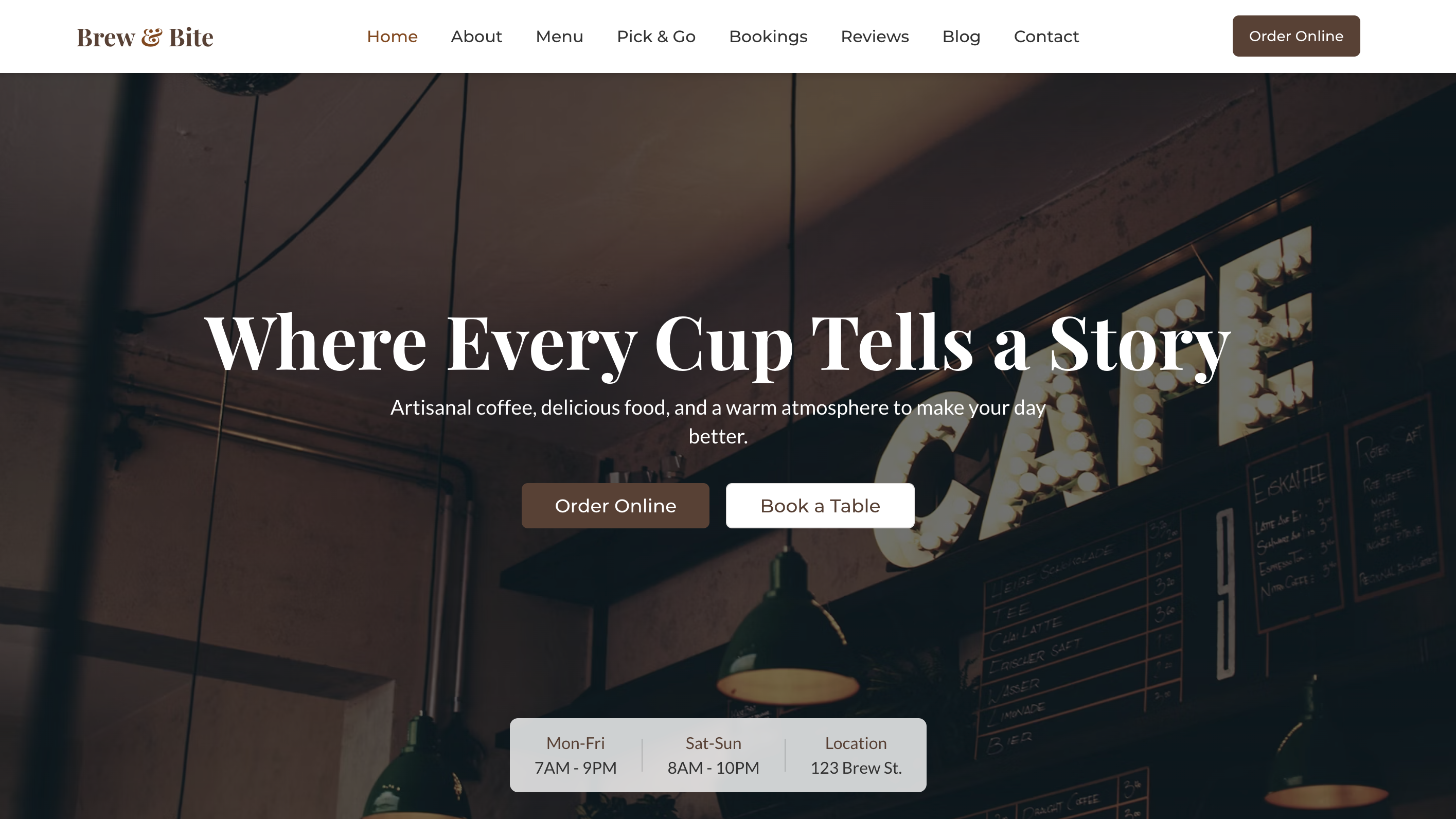 Cafe Website with Online Ordering & Reservation Experience