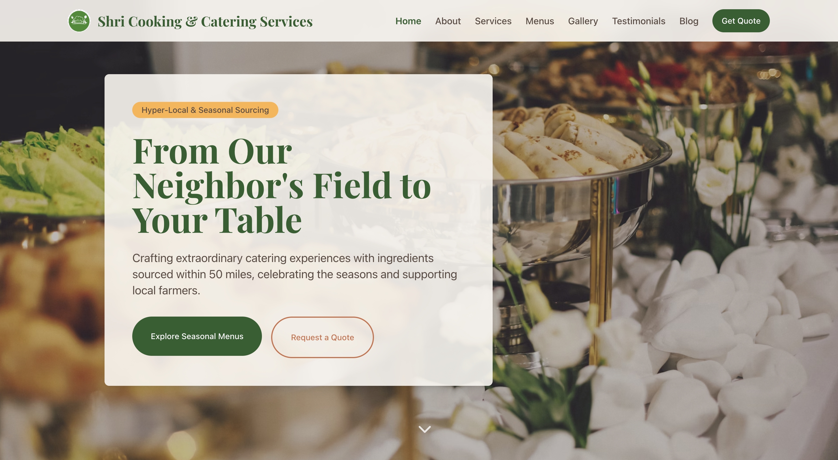 Catering Services Website for Sri Cooking & Catering