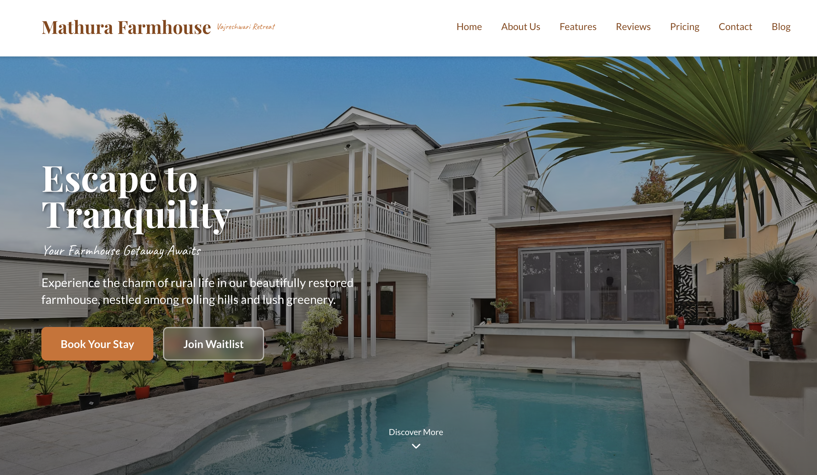 Farmhouse Experience Website with Booking & Visual Storytelling
